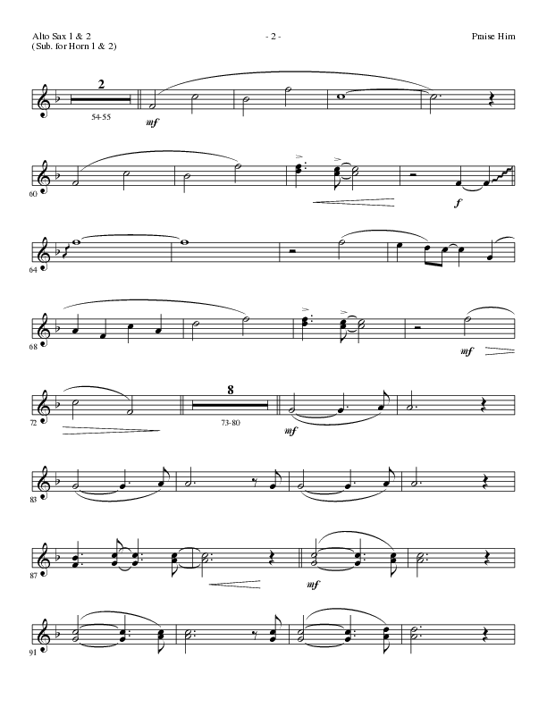 Praise Him (Choral Anthem SATB) Alto Sax 1/2 (Lillenas Choral / Arr. Daniel Semsen)