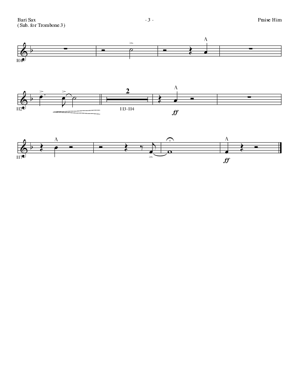 Praise Him (Choral Anthem SATB) Bari Sax (Lillenas Choral / Arr. Daniel Semsen)
