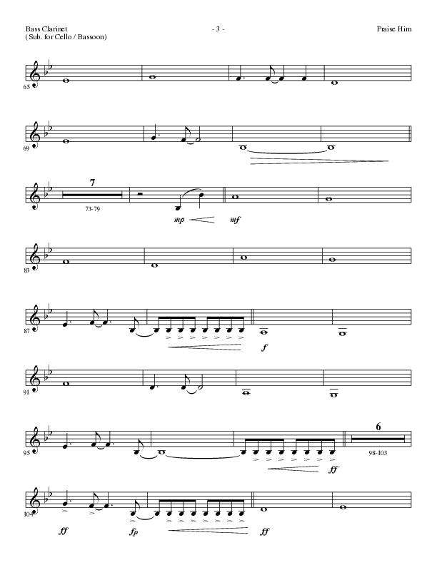Praise Him (Choral Anthem SATB) Bass Clarinet (Lillenas Choral / Arr. Daniel Semsen)