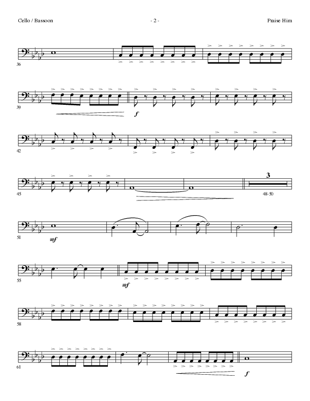 Praise Him (Choral Anthem SATB) Cello (Lillenas Choral / Arr. Daniel Semsen)