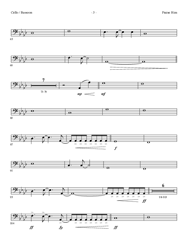 Praise Him (Choral Anthem SATB) Cello (Lillenas Choral / Arr. Daniel Semsen)