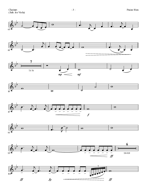 Praise Him (Choral Anthem SATB) Clarinet (Lillenas Choral / Arr. Daniel Semsen)
