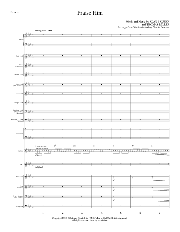 Praise Him (Choral Anthem SATB) Orchestration (Lillenas Choral / Arr. Daniel Semsen)