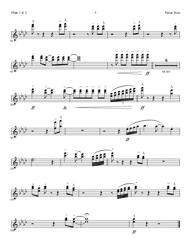 Praise Him (Choral Anthem SATB) Flute 1/2 (Lillenas Choral / Arr. Daniel Semsen)