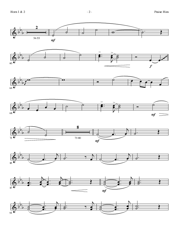 Praise Him (Choral Anthem SATB) French Horn 1/2 (Lillenas Choral / Arr. Daniel Semsen)
