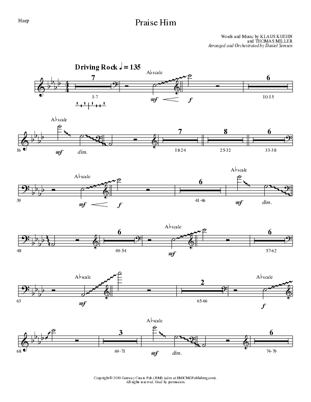 Praise Him (Choral Anthem SATB) Harp (Lillenas Choral / Arr. Daniel Semsen)