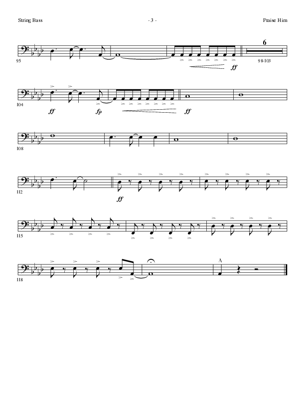 Praise Him (Choral Anthem SATB) String Bass (Lillenas Choral / Arr. Daniel Semsen)