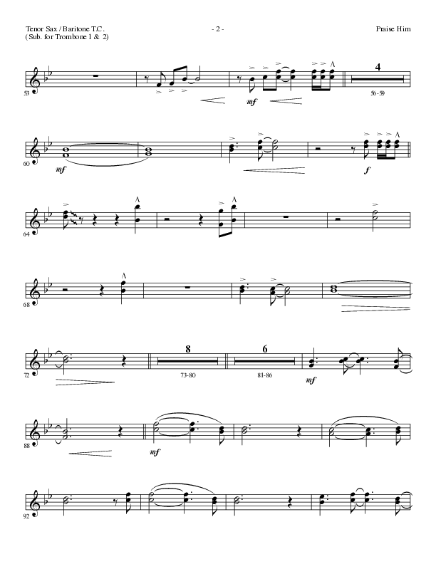 Praise Him (Choral Anthem SATB) Tenor Sax/Baritone T.C. (Lillenas Choral / Arr. Daniel Semsen)