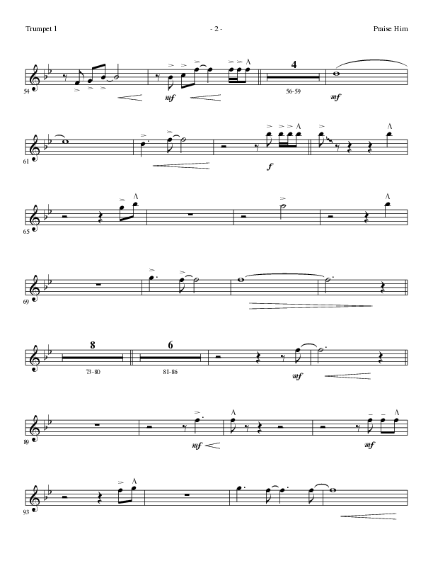 Praise Him (Choral Anthem SATB) Trumpet 1 (Lillenas Choral / Arr. Daniel Semsen)