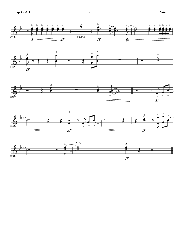 Praise Him (Choral Anthem SATB) Trumpet 2/3 (Lillenas Choral / Arr. Daniel Semsen)