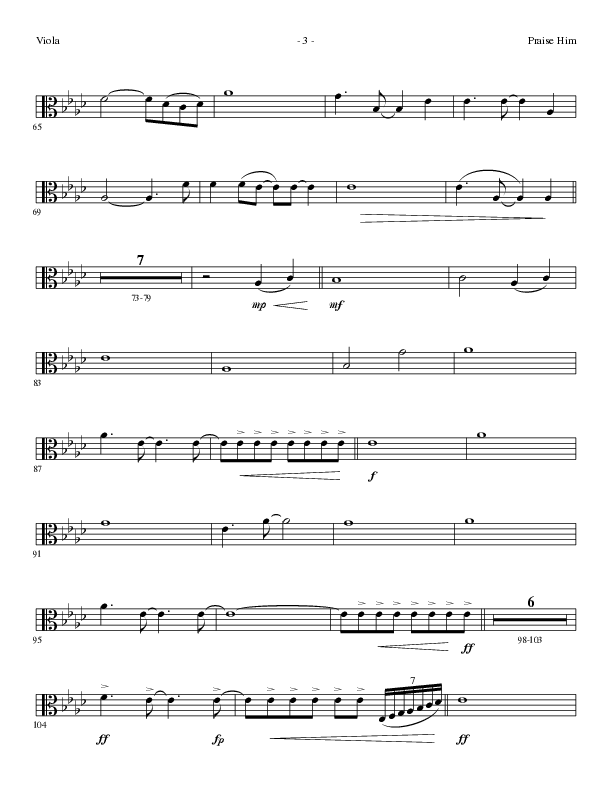 Praise Him (Choral Anthem SATB) Viola (Lillenas Choral / Arr. Daniel Semsen)