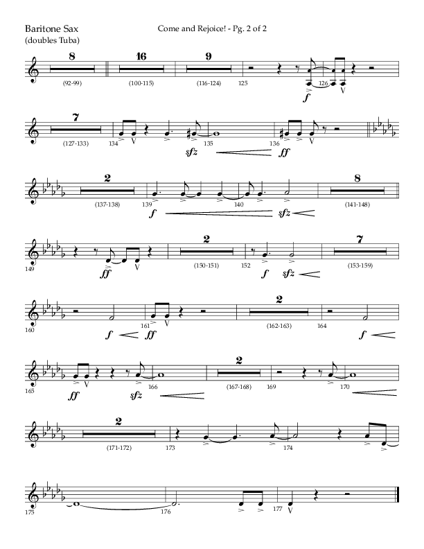 Come And Rejoice (Choral Anthem SATB) Bari Sax (Lifeway Choral / Arr. John Bolin)