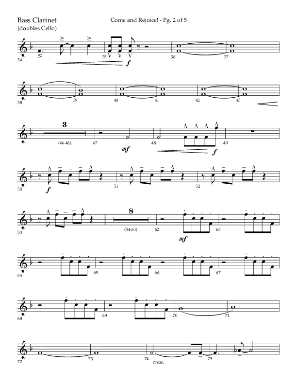 Come And Rejoice (Choral Anthem SATB) Bass Clarinet (Lifeway Choral / Arr. John Bolin)