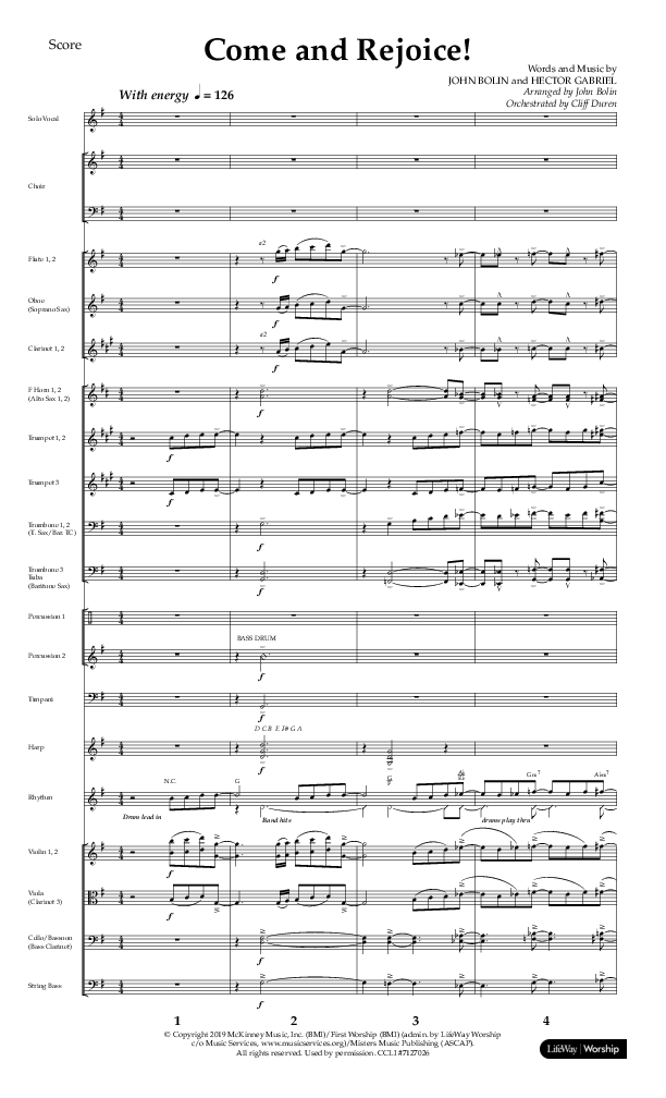 Come And Rejoice (Choral Anthem SATB) Conductor's Score (Lifeway Choral / Arr. John Bolin)