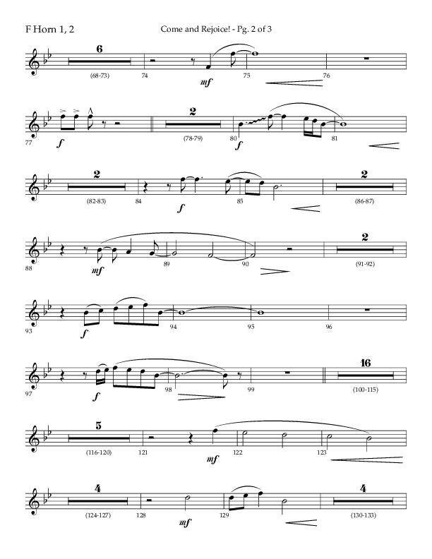 Come And Rejoice (Choral Anthem SATB) French Horn 1/2 (Lifeway Choral / Arr. John Bolin)