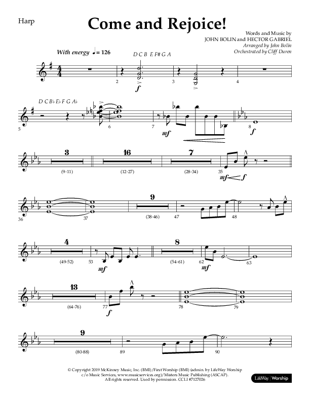 Come And Rejoice (Choral Anthem SATB) Harp (Lifeway Choral / Arr. John Bolin)