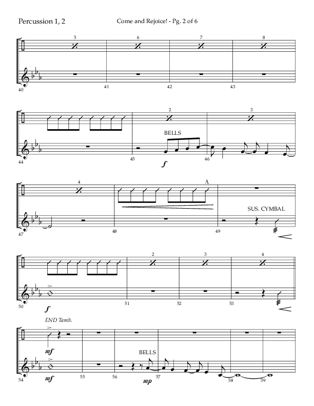 Come And Rejoice (Choral Anthem SATB) Percussion 1/2 (Lifeway Choral / Arr. John Bolin)