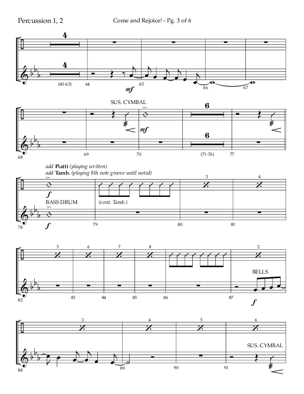 Come And Rejoice (Choral Anthem SATB) Percussion 1/2 (Lifeway Choral / Arr. John Bolin)