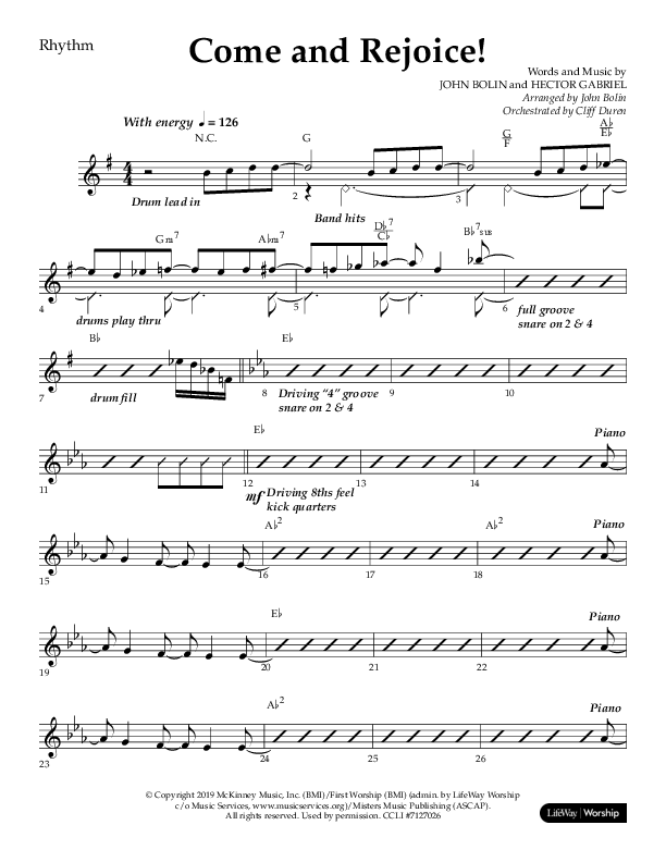 Come And Rejoice (Choral Anthem SATB) Lead Melody & Rhythm (Lifeway Choral / Arr. John Bolin)