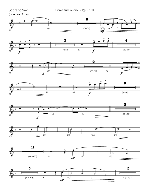 Come And Rejoice (Choral Anthem SATB) Soprano Sax (Lifeway Choral / Arr. John Bolin)