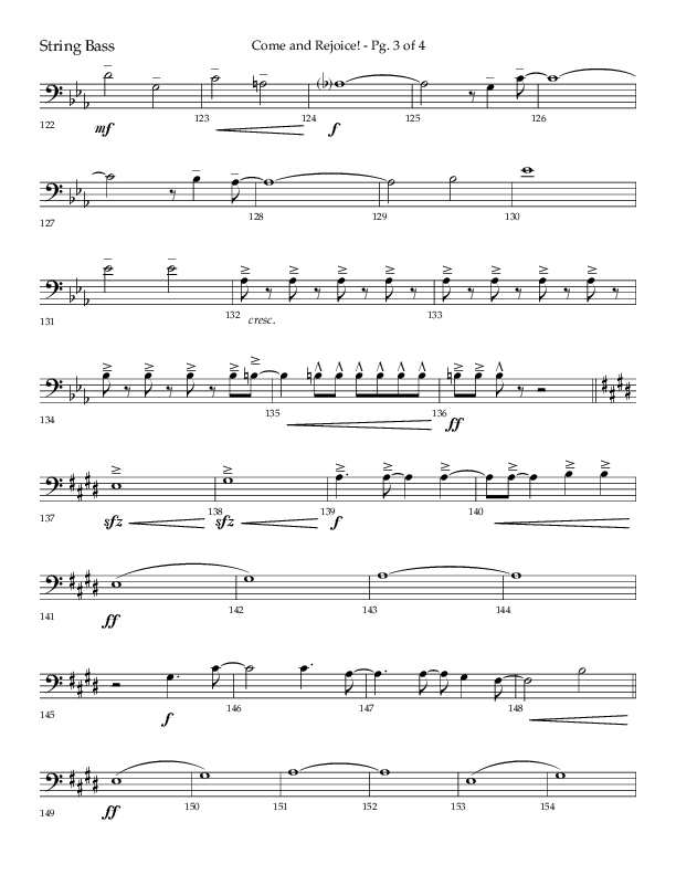 Come And Rejoice (Choral Anthem SATB) String Bass (Lifeway Choral / Arr. John Bolin)