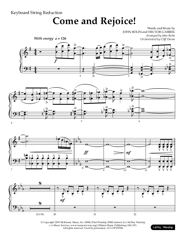 Come And Rejoice (Choral Anthem SATB) String Reduction (Lifeway Choral / Arr. John Bolin)