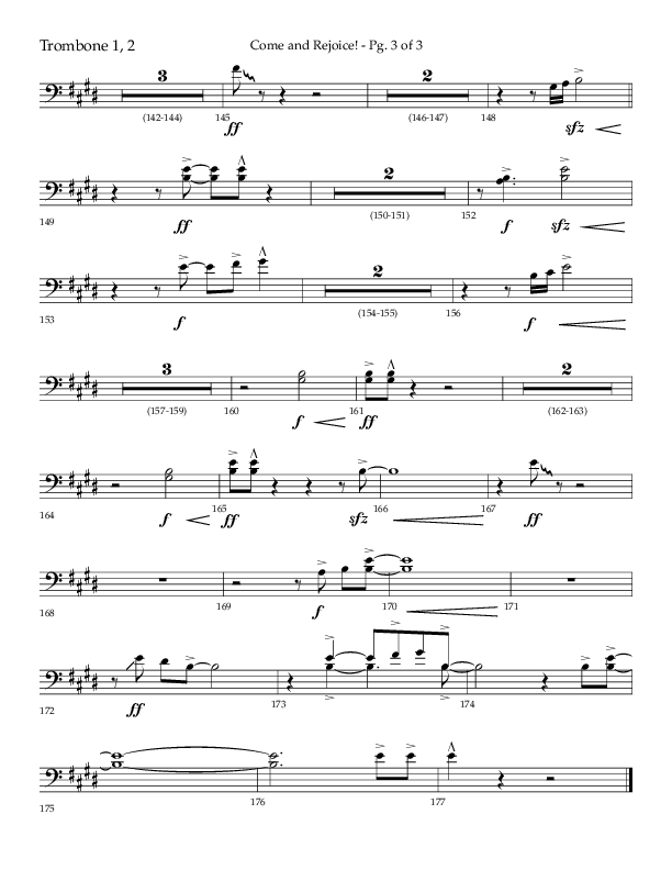 Come And Rejoice (Choral Anthem SATB) Trombone 1/2 (Lifeway Choral / Arr. John Bolin)