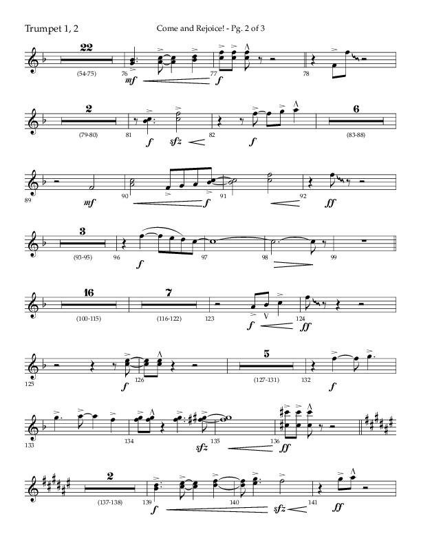 Come And Rejoice (Choral Anthem SATB) Trumpet 1,2 (Lifeway Choral / Arr. John Bolin)