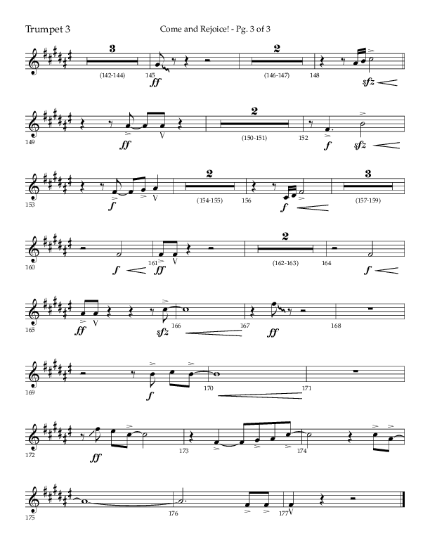 Come And Rejoice (Choral Anthem SATB) Trumpet 3 (Lifeway Choral / Arr. John Bolin)