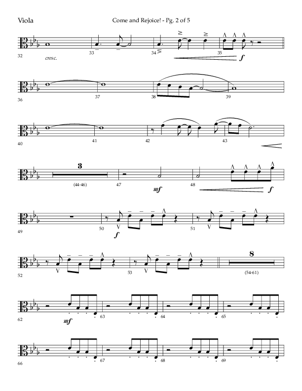 Come And Rejoice (Choral Anthem SATB) Viola (Lifeway Choral / Arr. John Bolin)