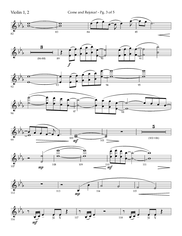 Come And Rejoice (Choral Anthem SATB) Violin 1/2 (Lifeway Choral / Arr. John Bolin)