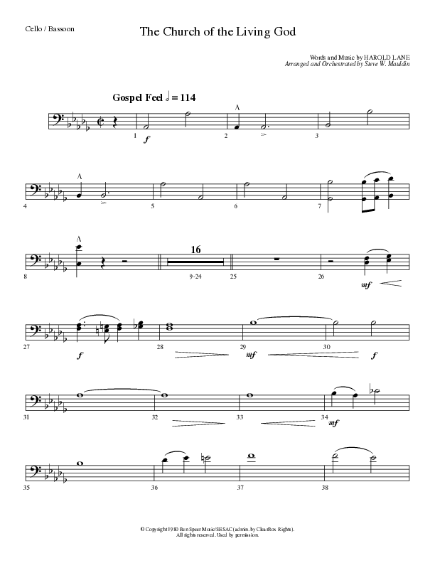 The Church Of The Living God (Choral Anthem SATB) Cello (Lillenas Choral / Arr. Steve Mauldin)
