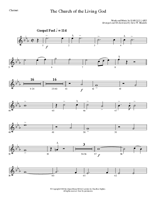 The Church Of The Living God (Choral Anthem SATB) Clarinet (Lillenas Choral / Arr. Steve Mauldin)