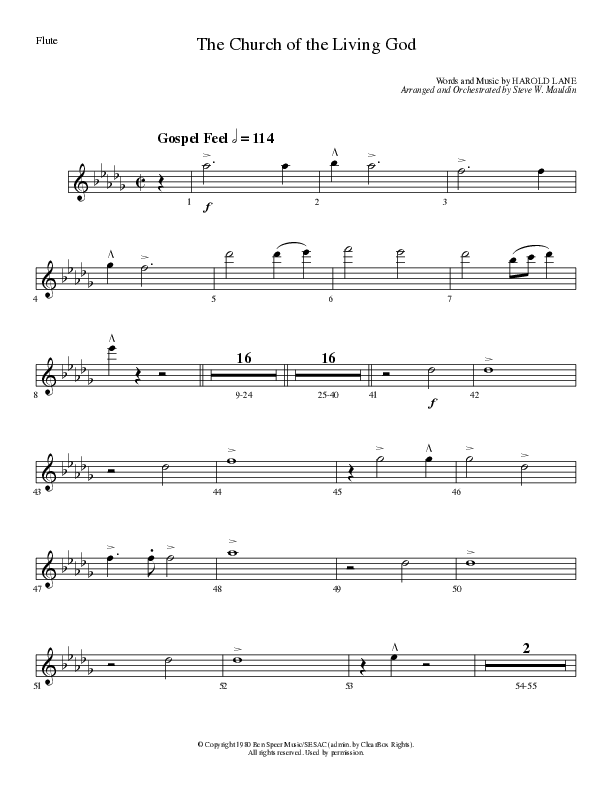 The Church Of The Living God (Choral Anthem SATB) Flute (Lillenas Choral / Arr. Steve Mauldin)