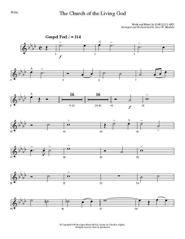 The Church Of The Living God (Choral Anthem SATB) French Horn (Lillenas Choral / Arr. Steve Mauldin)