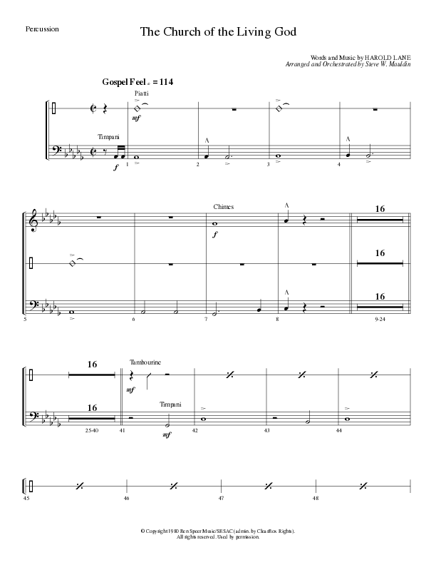 The Church Of The Living God (Choral Anthem SATB) Percussion (Lillenas Choral / Arr. Steve Mauldin)