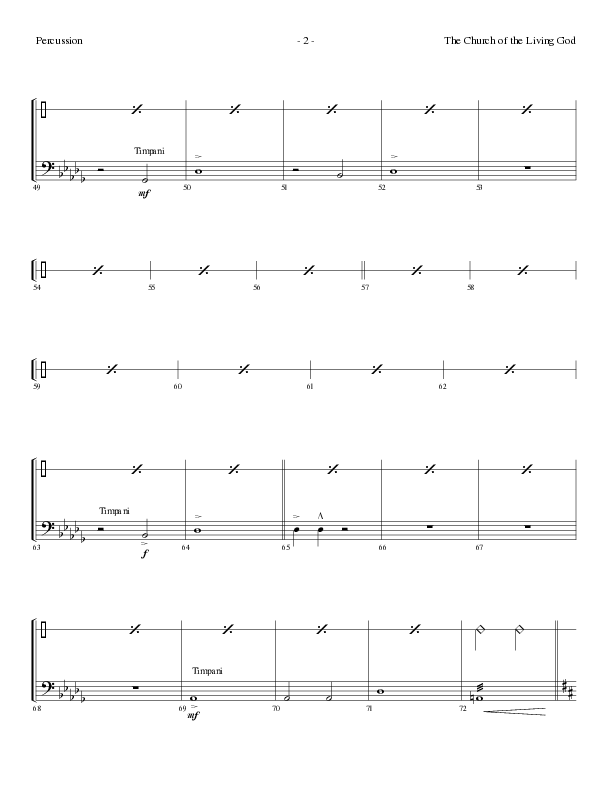 The Church Of The Living God (Choral Anthem SATB) Percussion (Lillenas Choral / Arr. Steve Mauldin)
