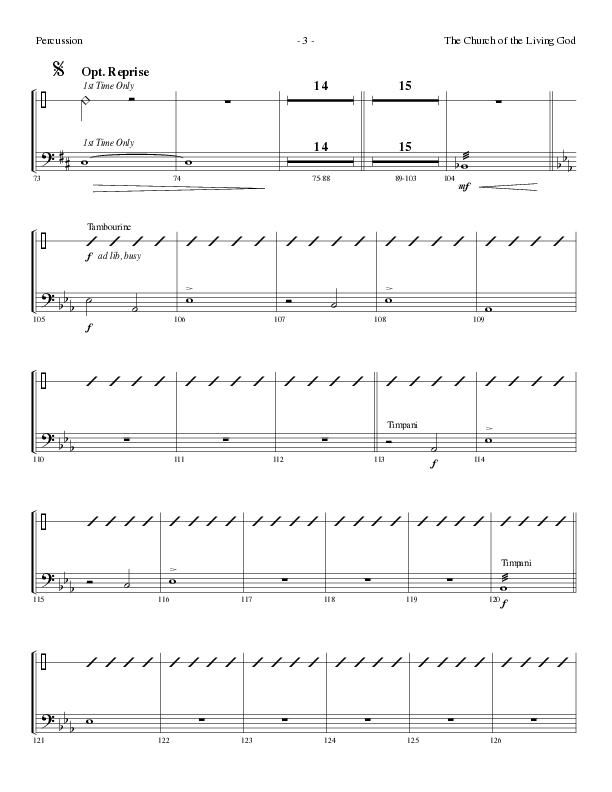 The Church Of The Living God (Choral Anthem SATB) Percussion (Lillenas Choral / Arr. Steve Mauldin)