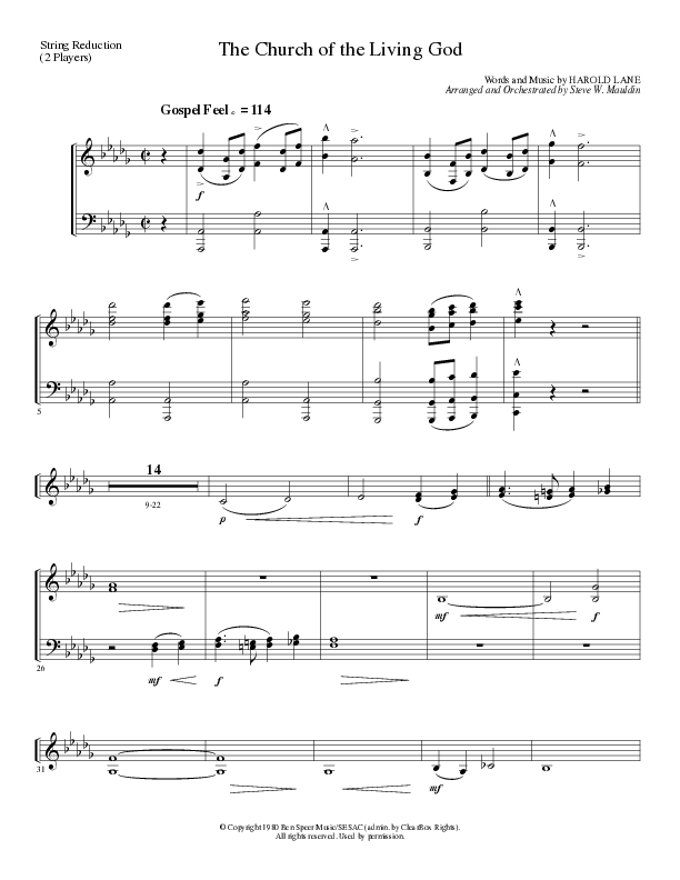 The Church Of The Living God (Choral Anthem SATB) String Reduction (Lillenas Choral / Arr. Steve Mauldin)