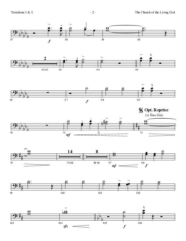 The Church Of The Living God (Choral Anthem SATB) Trombone 1/2 (Lillenas Choral / Arr. Steve Mauldin)