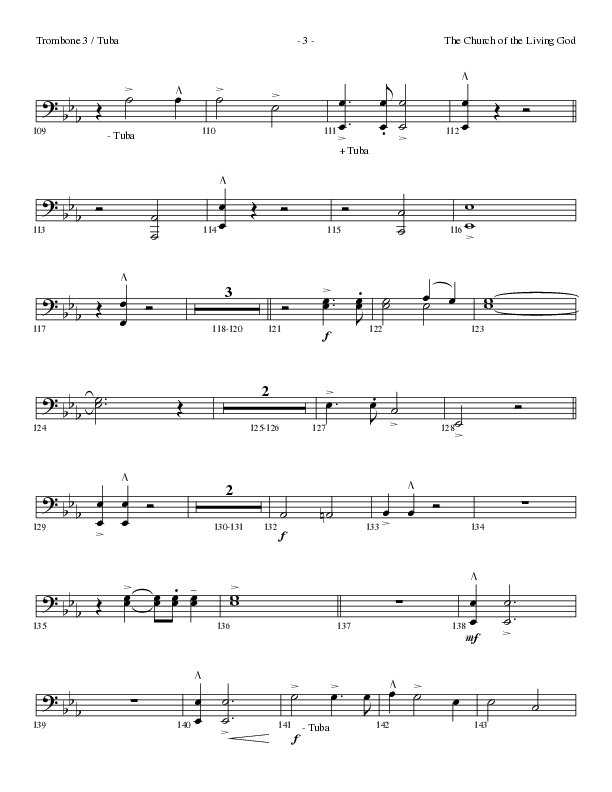 The Church Of The Living God (Choral Anthem SATB) Trombone 3/Tuba (Lillenas Choral / Arr. Steve Mauldin)