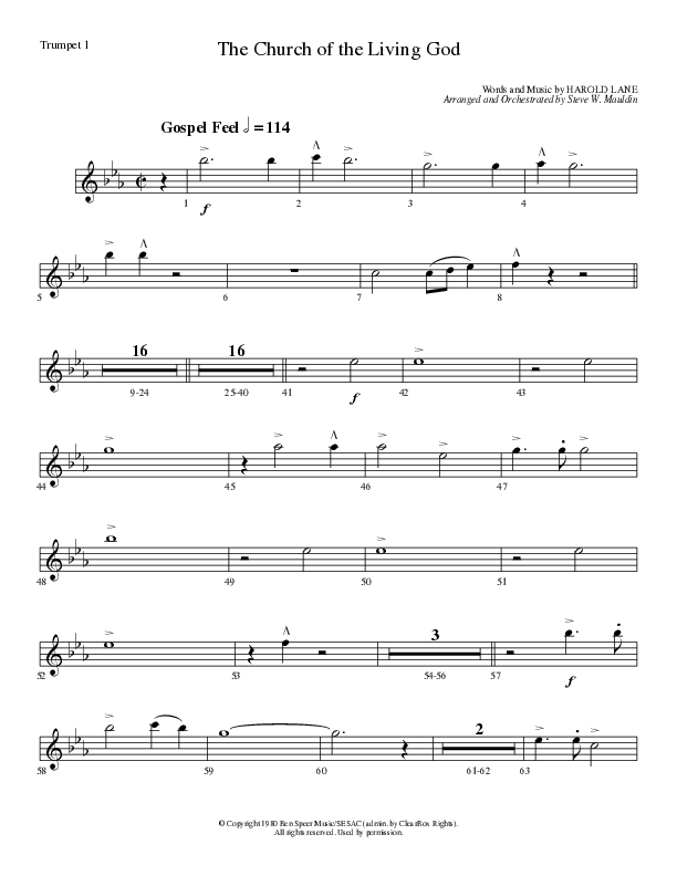 The Church Of The Living God (Choral Anthem SATB) Trumpet 1 (Lillenas Choral / Arr. Steve Mauldin)
