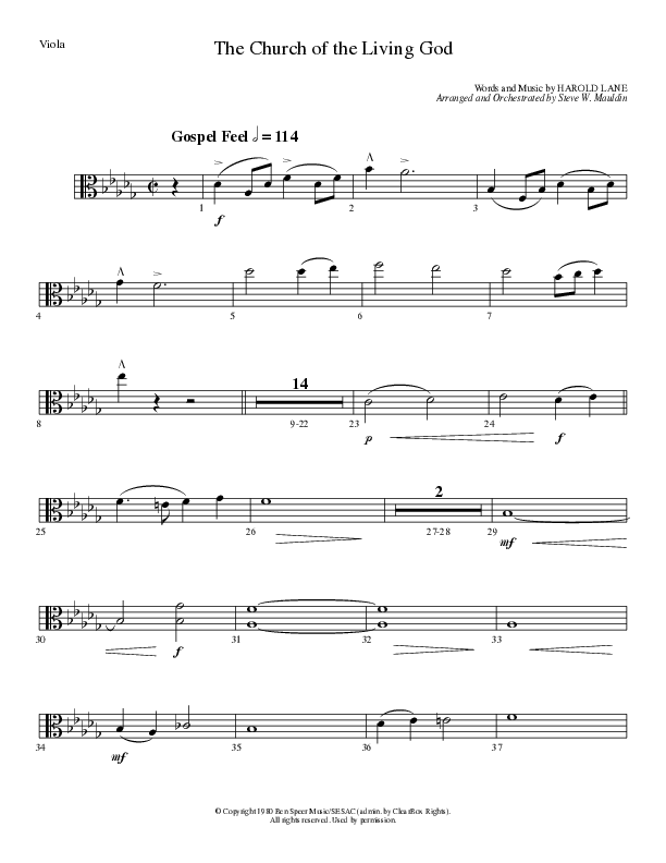 The Church Of The Living God (Choral Anthem SATB) Viola (Lillenas Choral / Arr. Steve Mauldin)