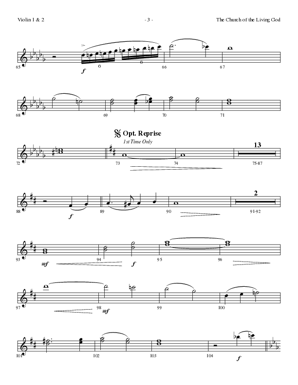 The Church Of The Living God (Choral Anthem SATB) Violin 1/2 (Lillenas Choral / Arr. Steve Mauldin)
