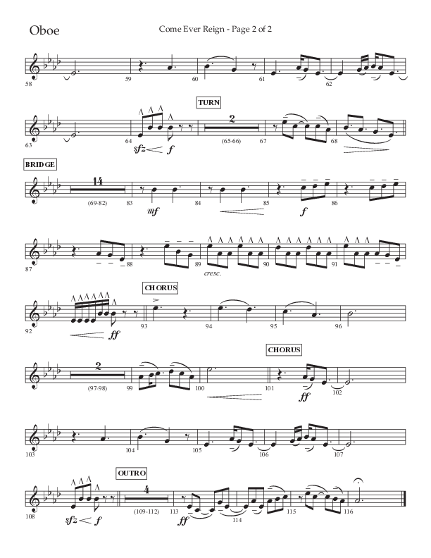 Come Ever Reign (Choral Anthem SATB) Oboe (Lifeway Choral / Arr. John Bolin / Arr. Don Koch)