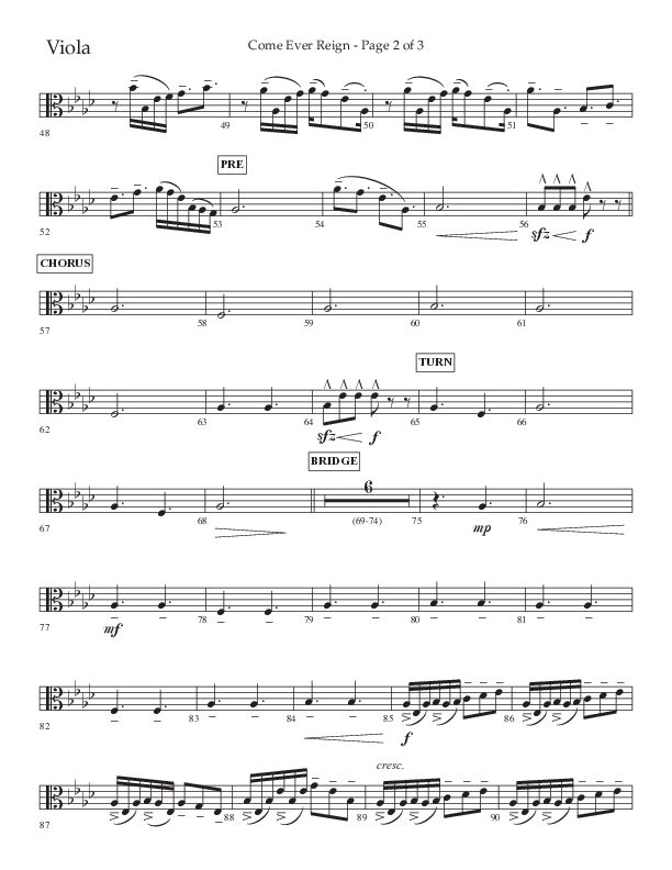 Come Ever Reign (Choral Anthem SATB) Viola (Lifeway Choral / Arr. John Bolin / Arr. Don Koch)