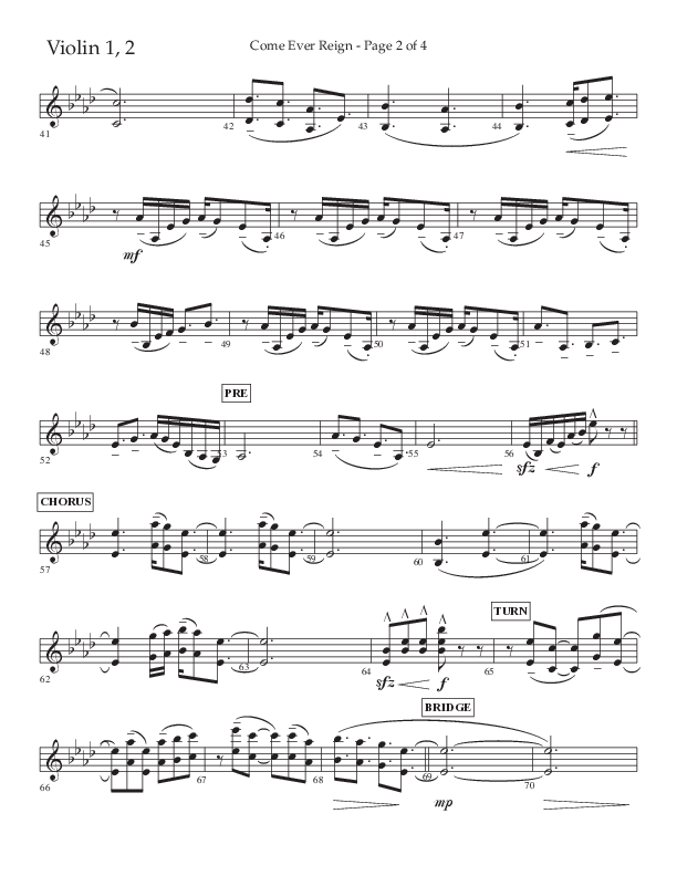 Come Ever Reign (Choral Anthem SATB) Violin 1/2 (Lifeway Choral / Arr. John Bolin / Arr. Don Koch)