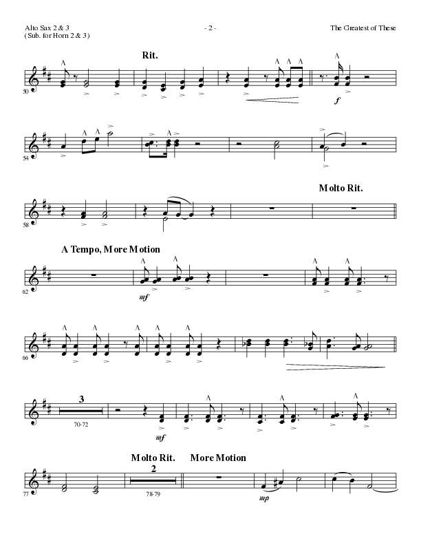 The Greatest of These (Choral Anthem SATB) Alto Sax 2 (Lillenas Choral / Arr. David Clydesdale)
