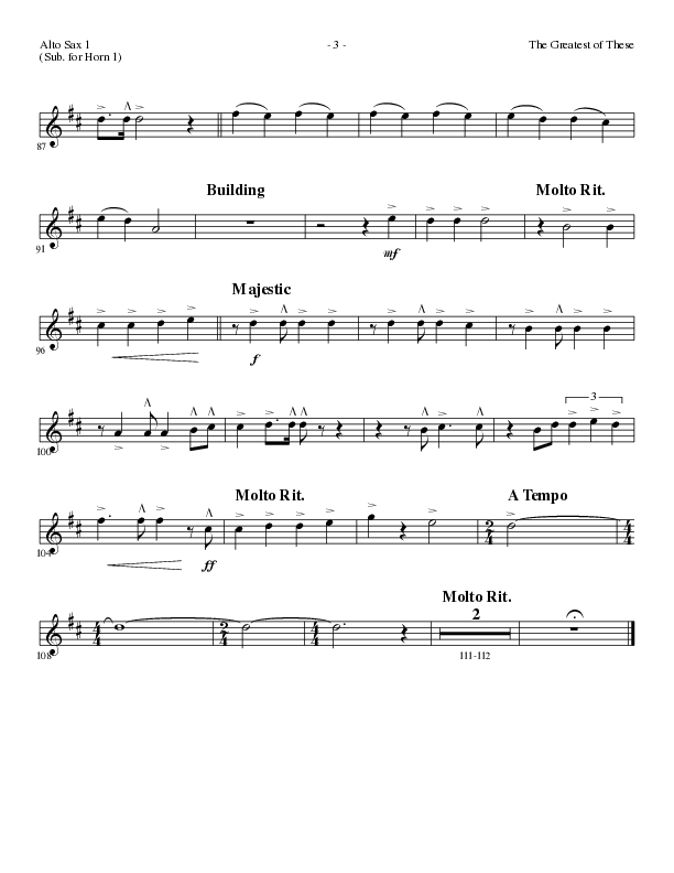 The Greatest of These (Choral Anthem SATB) Alto Sax (Lillenas Choral / Arr. David Clydesdale)