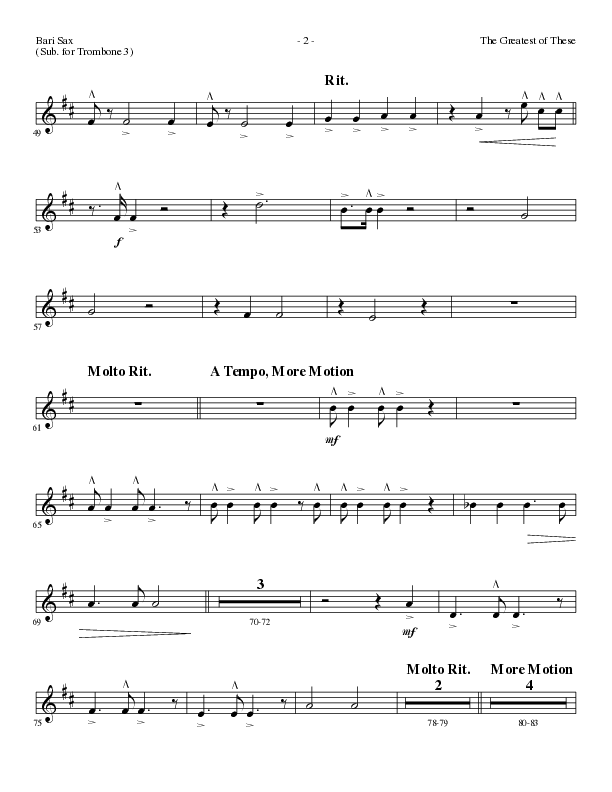 The Greatest of These (Choral Anthem SATB) Bari Sax (Lillenas Choral / Arr. David Clydesdale)